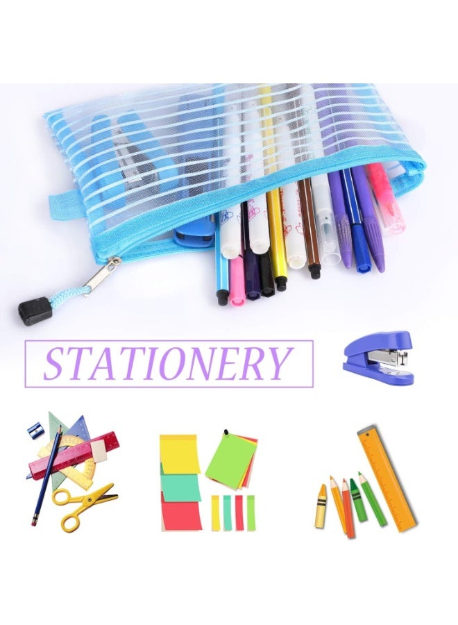 FAYET 10 Pack Multicolor Zipper Mesh Pouches, Pencil Bags, Pen Cases and Multipurpose Travel Organizers for School, Office Accessories - Image 5